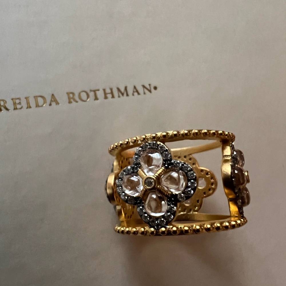 Freida Rothman Gold and Silver Floral Ring